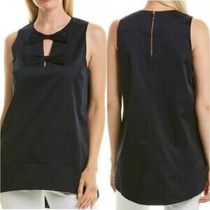 NWT Ted Baker London Loocey Double Bow High Low A-Line Top Navy Size 1 (US S)
